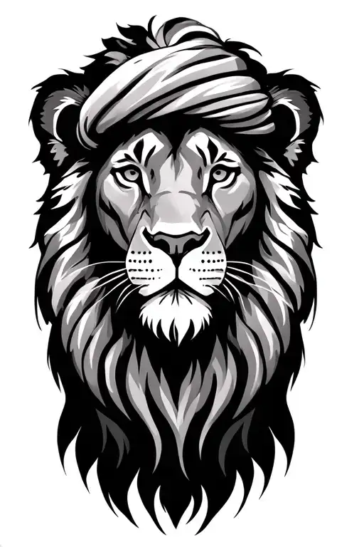 lion with sikh worrios tattoo design idea