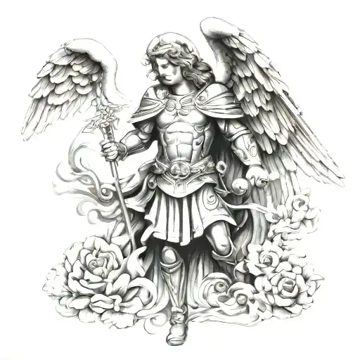 st. michael archangel tattoo design idea