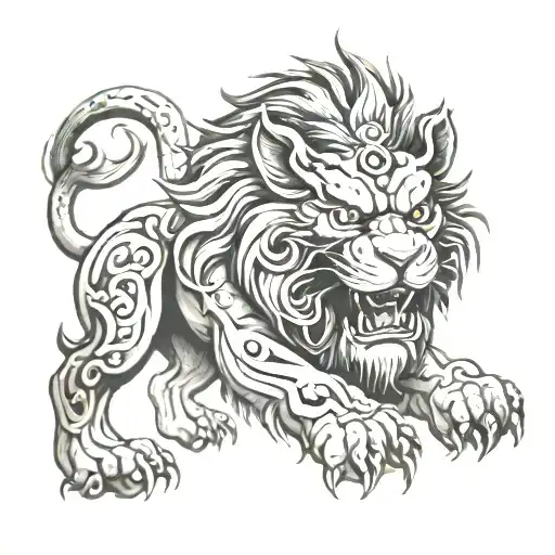 chinese lion tattoo design idea