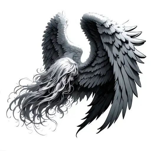 444 with angel wings spread tattoo design idea