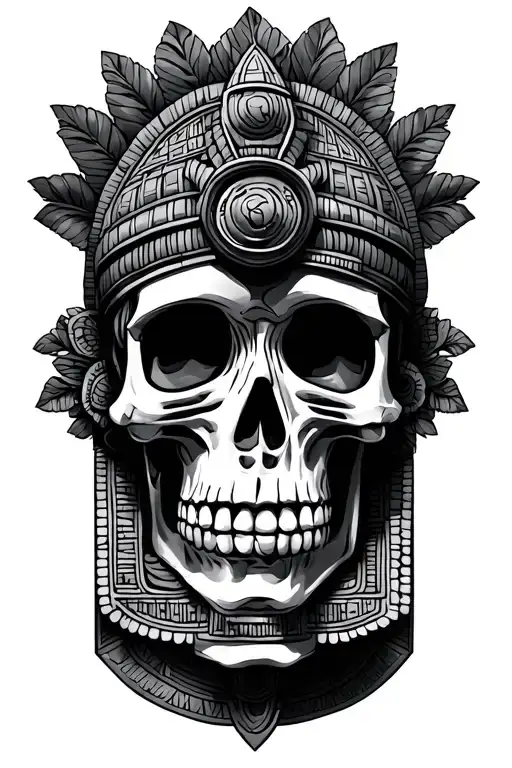 mayan skeleton tattoo design idea