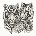 it's basically a chest tattoo , two tigers facing each tattoo design idea