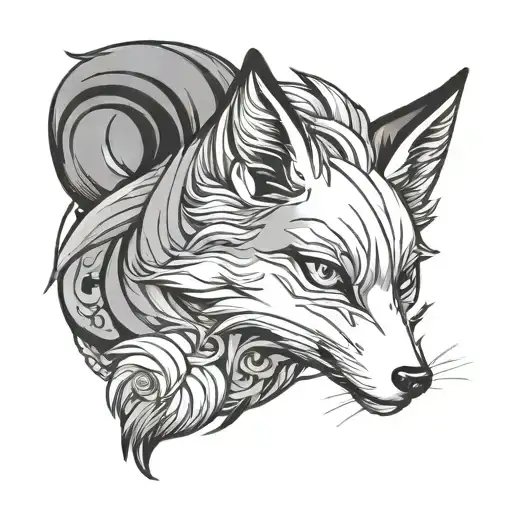 anime style tattoo kitsune fox tattoo design idea