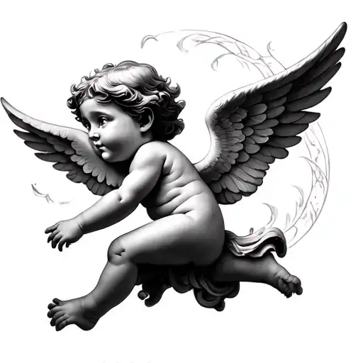 Flying Cherub tattoo design idea
