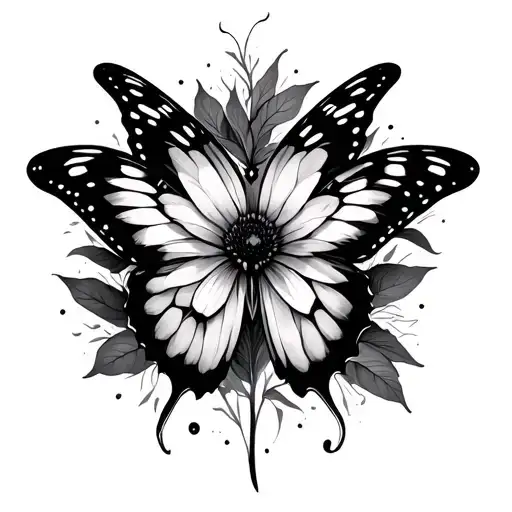 Virgo flower butterfly fade effect tattoo design idea