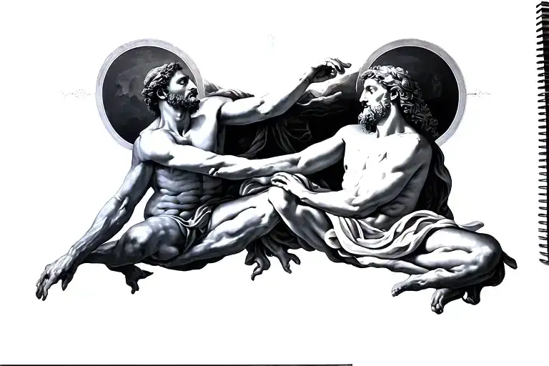 the creation of Adam and God tattoo design idea