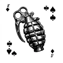 Knuckle dusters with grenade and place playing cards  tattoo design idea