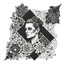 Ideas for a three-quarter sleeve on the upper arm up until half of the forearm done in patchwork style with some negativ tattoo design idea