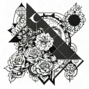 Ideas for a three-quarter sleeve on the upper arm up until half of the forearm done in patchwork style with some negativ tattoo design idea