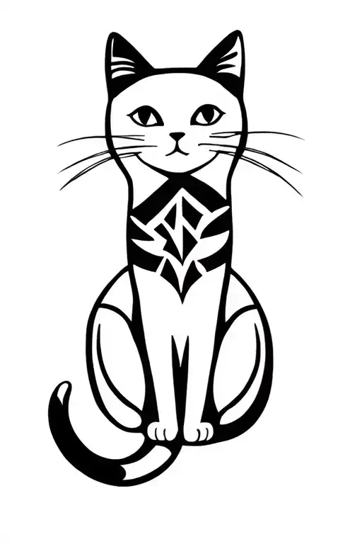 cat missing tail tattoo design idea