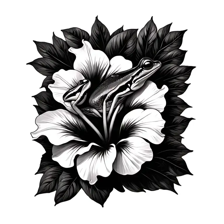 coqui frog, hibiscus flower, Puerto Rican flag incorporated tattoo design idea
