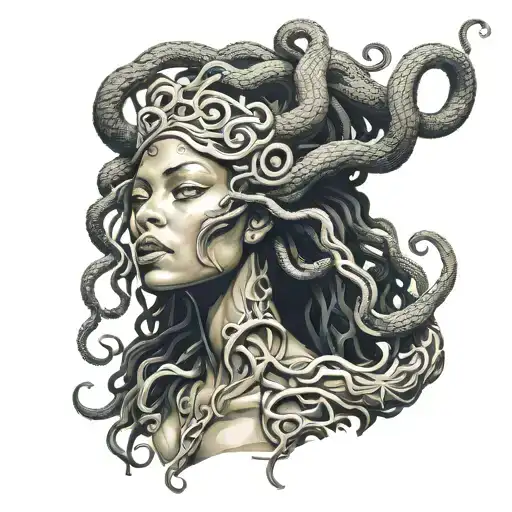 African American Medusa tattoo design idea