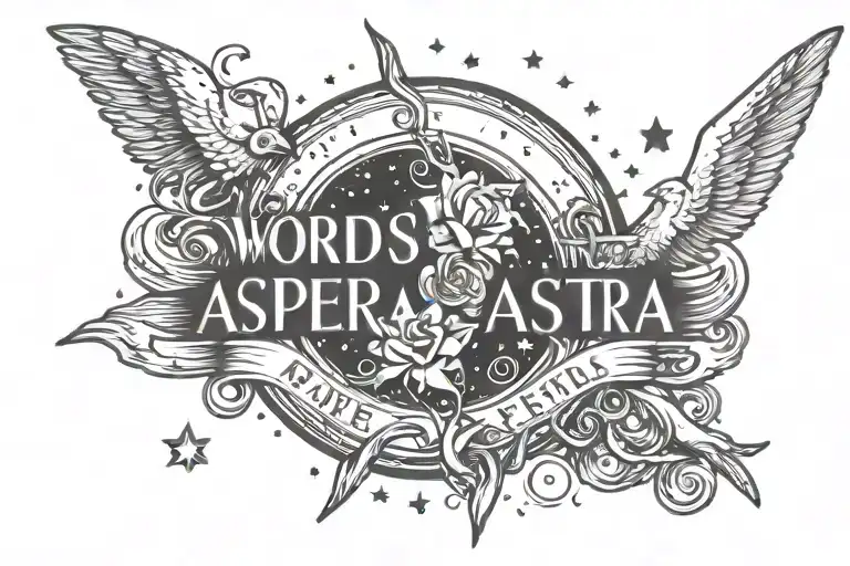 words per aspera ad astra lettering tattoo tattoo design idea