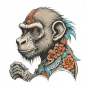 baboon as a painter tattoo design idea