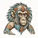 baboon as a painter tattoo design idea