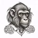 baboon as a painter tattoo design idea