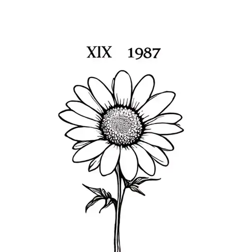 daisy with the Roman numerals 1987 tattoo design idea