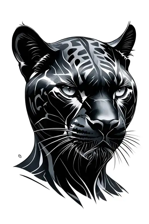 black panther with my face tattoo design idea