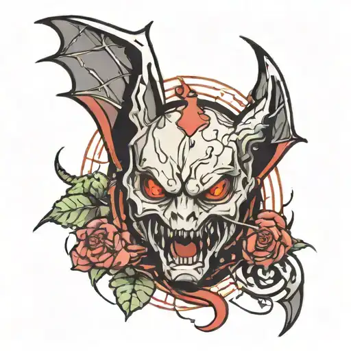 Cyber sigilism bat tattoo design idea