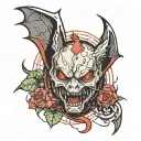 Cyber sigilism bat tattoo design idea