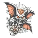 Cyber sigilism bat tattoo design idea