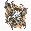 Cyber sigilism bat tattoo design idea