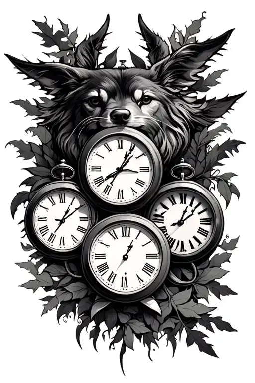 3 clocks wilderness tattoo design idea