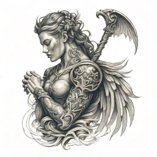 arc angel michael forearm sleeve tattoo design idea