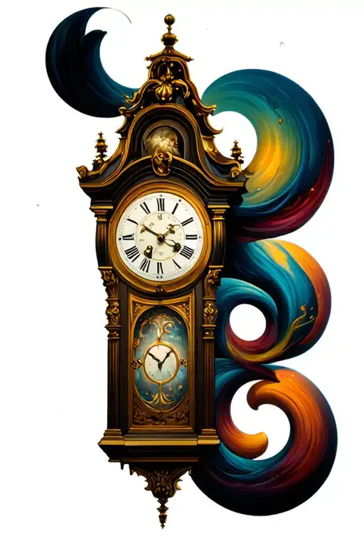 grandfather clock tattoo design idea