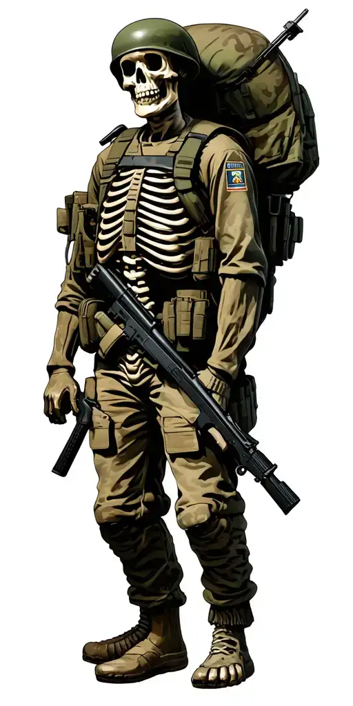 marine infantry, skeleton in fatigues tattoo design idea