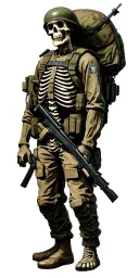 marine infantry, skeleton in fatigues tattoo design idea