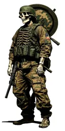 marine infantry, skeleton in fatigues tattoo design idea