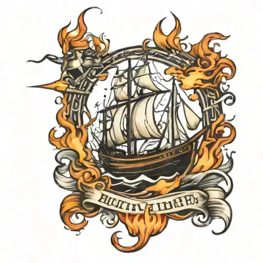 burn the boats tattoo design idea