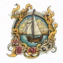 burn the boats tattoo design idea