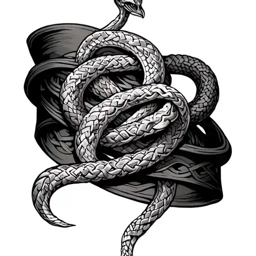 Celtic armband with snakes wrapped as knots tattoo design idea