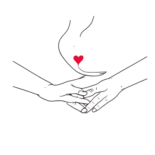 one hand is begging for love and another facing away tattoo design idea