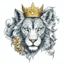 Majestic calm lion yellow eyes Angry wolf blue eyes with stars  Crown Lotus (avatar) Trishul. Word ‘legacy’   tattoo design idea