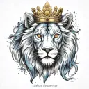 Majestic calm lion yellow eyes Angry wolf blue eyes with stars  Crown Lotus (avatar) Trishul. Word ‘legacy’   tattoo design idea