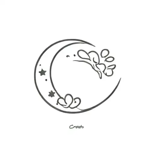 Tiny Paw Print in a Crescent Moon tattoo design idea