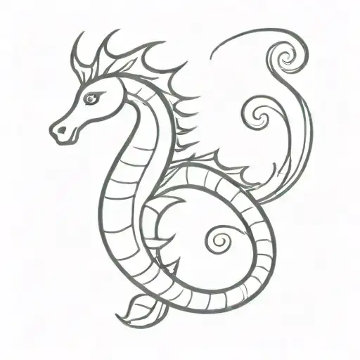 small dragon shaped like a seahorse but doesn't look like a seahorse  tattoo design idea