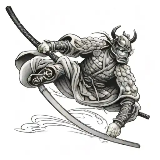 black belt samurai japanese tattoo design idea