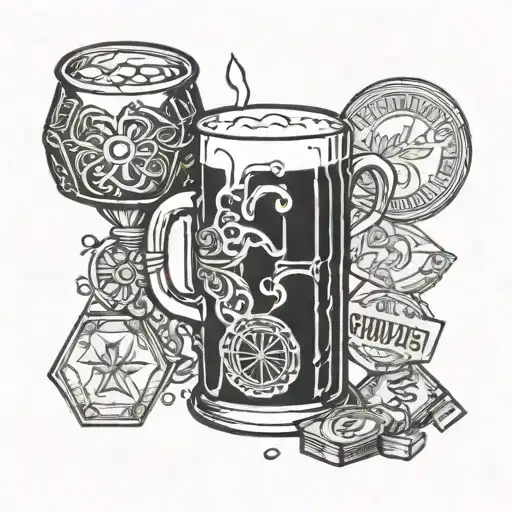 beer welding and money tattoo design idea