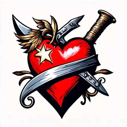 a dagger and a heart tattoo design idea