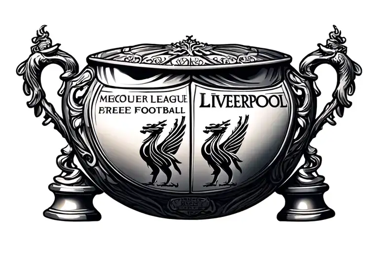 Liverpool league football trophy tattoo design idea
