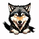 wolf wounded warrior sits tattoo design idea