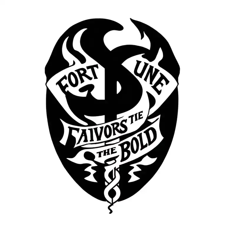 "Fortune Favors the Bold" medic symbol with flame silhouette  tattoo design idea