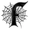 cursive letter f with spiderwebs tattoo design idea