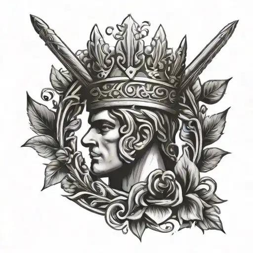Roman spear with a Roman wreath crown around it tattoo design idea