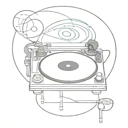 record player with disco ball tattoo design idea