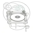 record player with disco ball tattoo design idea